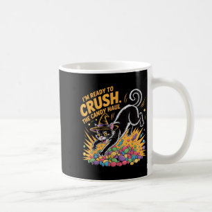 Crush The Candy Haul Funny Halloween Black Cat Coffee Mug