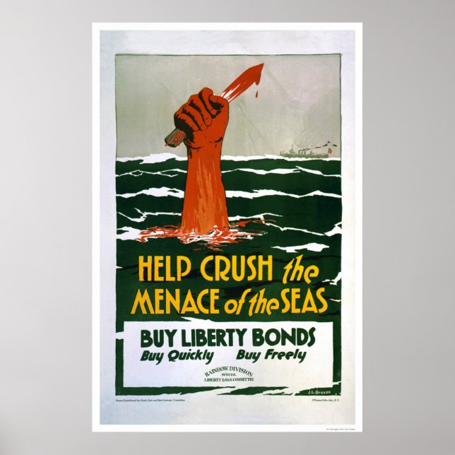 Crush the Menace of the Seas - Buy Liberty Bonds Poster (Front)