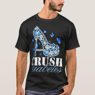 Crush Type 1 Diabetes Awareness Blue Butterflies H T-Shirt