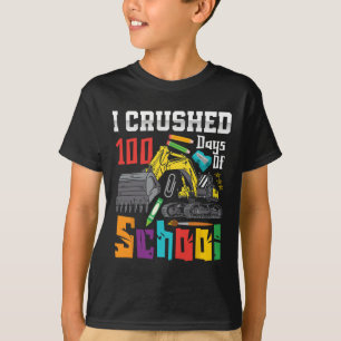 Crushed 100 Days Of School Construction Vehicle Bo T-Shirt