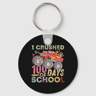 Crushed 100 Days Of School Monster Truck 100th Day Keychain