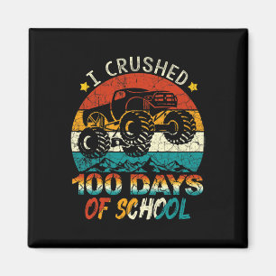 Crushed 100 Days Of School Monster Truck Kids Boys Magnet