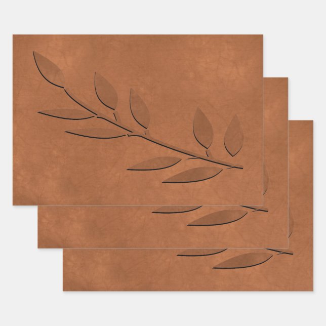 Crushed Copper Wrapping Paper Sheets (Set)