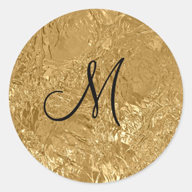 Crushed Gold Foil Classic Round Sticker (Front)