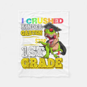 Crushed Kindergarten Next Stop 1st Grade Dinosaur Fleece Blanket