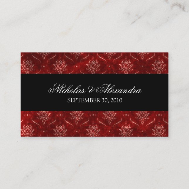 Crushed Red Velvet Wedding Website Business Card (Front)