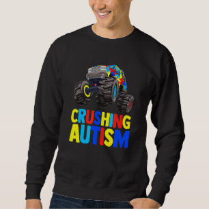 Crushing Austim Monster Truck Men Boys Autism Awar Sweatshirt