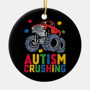 Crushing Autism Monster Truck Awareness Boy Girl Ceramic Ornament