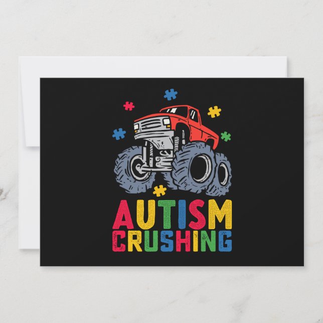 Crushing Autism Monster Truck Awareness Boy Girl Invitation (Front)