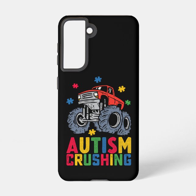 Crushing Autism Monster Truck Awareness Boy Girl Samsung Galaxy S21 Case (Back)