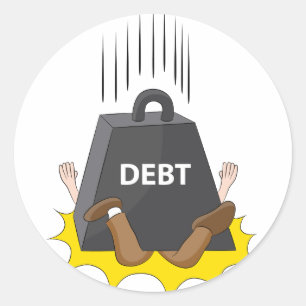 Crushing Debt Cartoon Anvil Classic Round Sticker