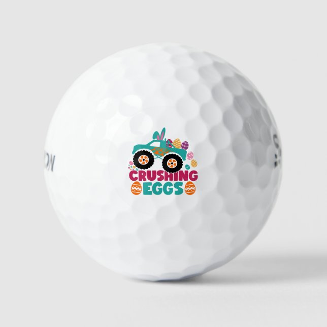 Crushing Eggs Funny Quote Happy Easter Sunday Egg  Golf Balls (Front)