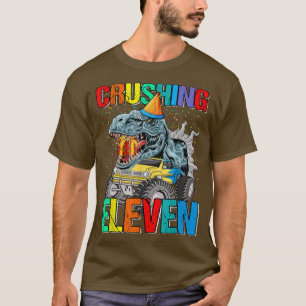 Crushing Eleven Birthday Monster Truck Dinosaur T-Shirt