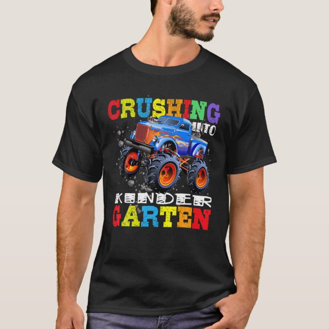Crushing Into Kindergarten Tee Monster Truck Back  (Front)