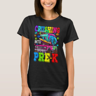 Crushing Into Pre K Monster Truck Dinosaur Rex Boy T-Shirt