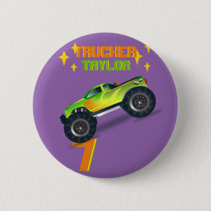 Crushing It MONSTER TRUCK Kids Birthday AGE NAME 2 Inch Round Button