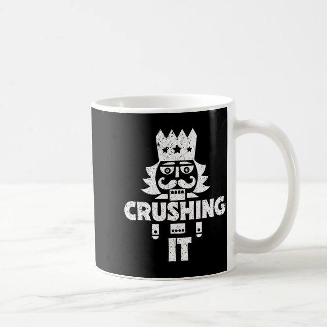 Crushing It Nutcracker Funny Retro Christmas Festi Coffee Mug (Right)
