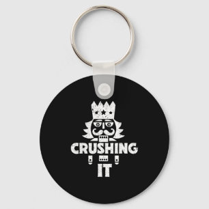 Crushing It Nutcracker Funny Retro Christmas Festi Keychain
