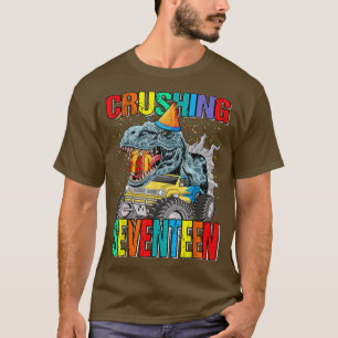 Crushing Seventeen Birthday Monster Truck Dinosaur T-Shirt