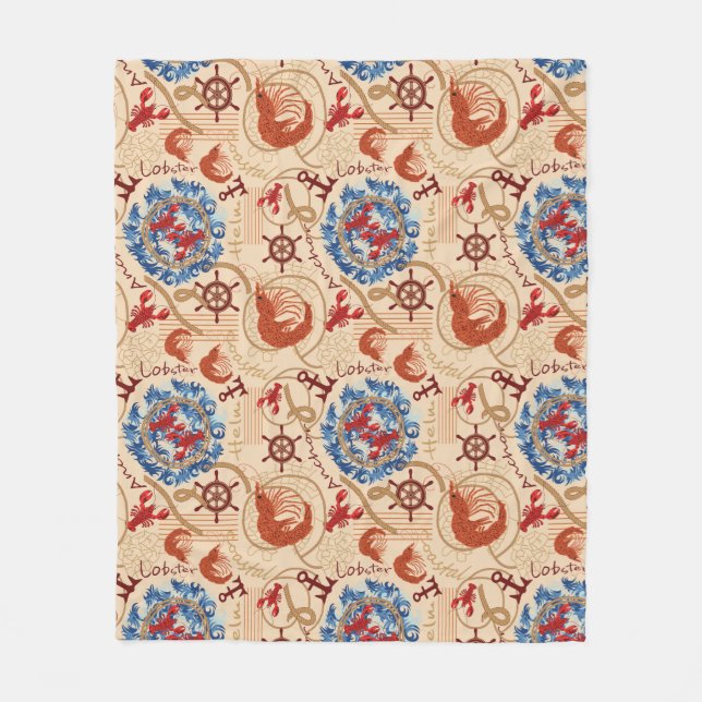 Crustacean core design fleece blanket (Front)