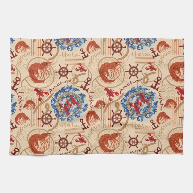 Crustacean core design kitchen towel (Horizontal)