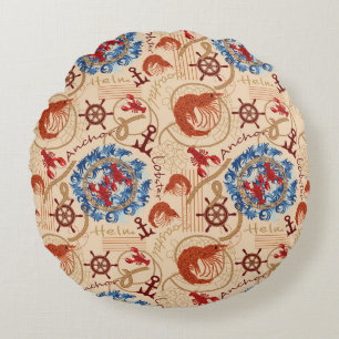 Crustacean core design round pillow