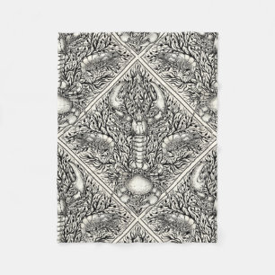Crustacean in black and natural white fleece blanket