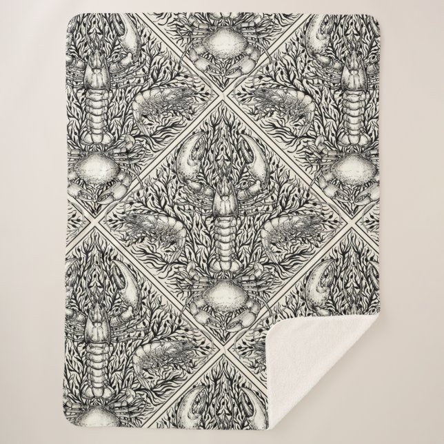 Crustacean in black and natural white sherpa blanket (Front)