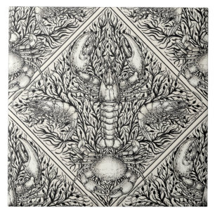 Crustacean in black and natural white tile