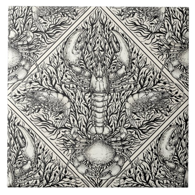 Crustacean in black and natural white tile (Front)
