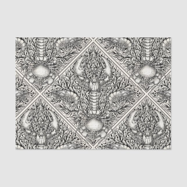 Crustacean in black and natural white tissue paper (Front)