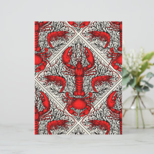 Crustacean in red, black and ivory
