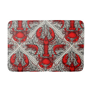 Crustacean in red, black and ivory bath mat