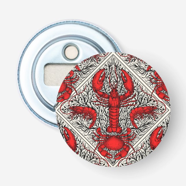Crustacean in red, black and ivory bottle opener (Front)