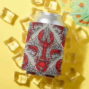 Crustacean in red, black and ivory can cooler