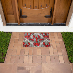 Crustacean in red, black and ivory doormat
