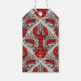 Crustacean in red, black and ivory gift tags