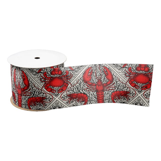 Crustacean in red, black and ivory satin ribbon (Spool)