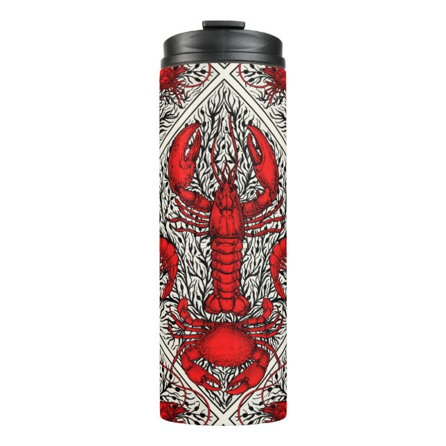 Crustacean in red, black and ivory thermal tumbler (Front)