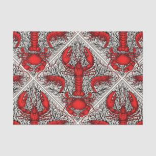 Crustacean in red, black and ivory tissue paper