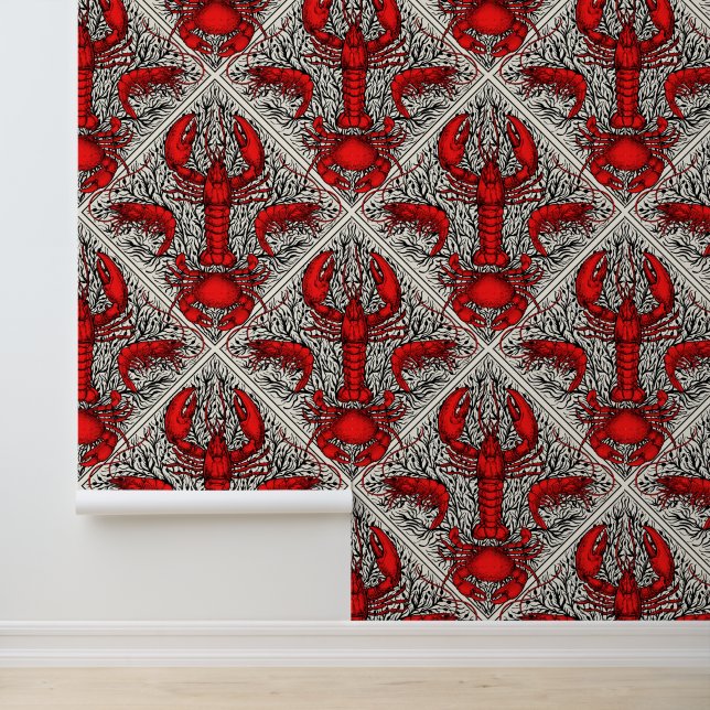 Crustacean in red, black and ivory wallpaper (Application)
