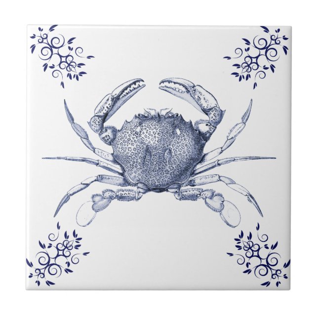 Crustaceans  Ceramics ~ Pacific Ocean Common Crab Tile (Front)