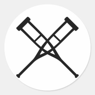 crutches crossed classic round sticker
