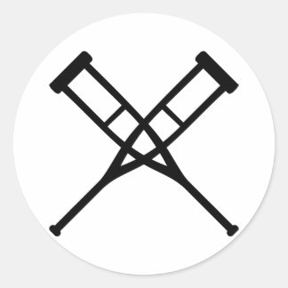 crutches crossed classic round sticker