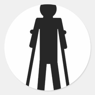 crutches man classic round sticker