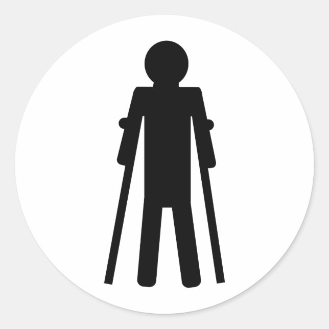 crutches man classic round sticker (Front)