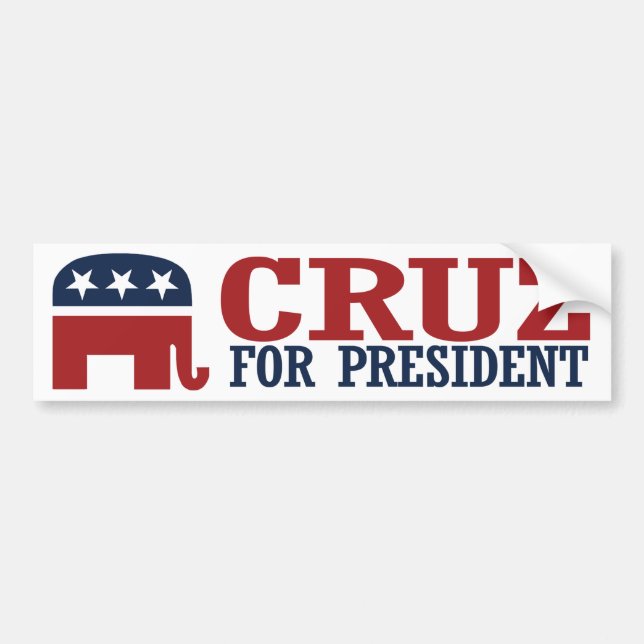 Cruz for President 2016 Elephant Bumper -.png Sticker (Front)
