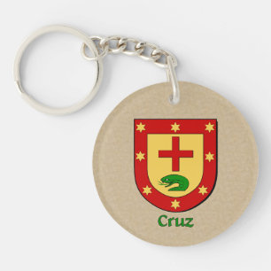 Cruz Historical Shield with Flag of Spain Keychain