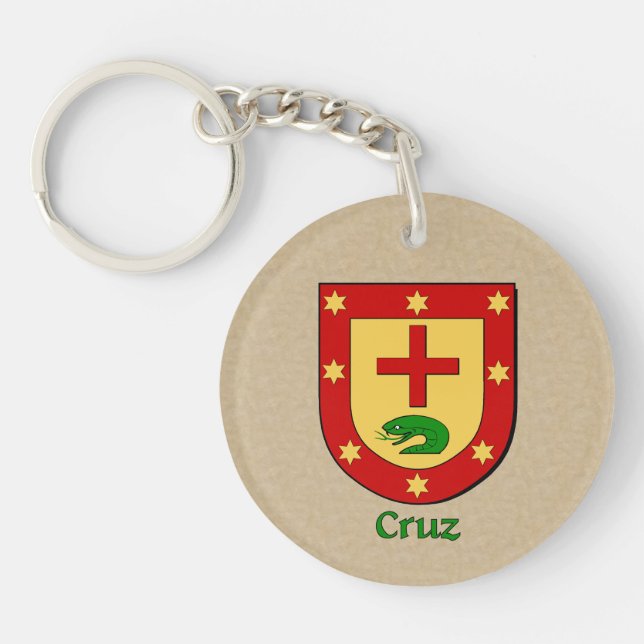 Cruz Historical Shield with Flag of Spain Keychain (Front)