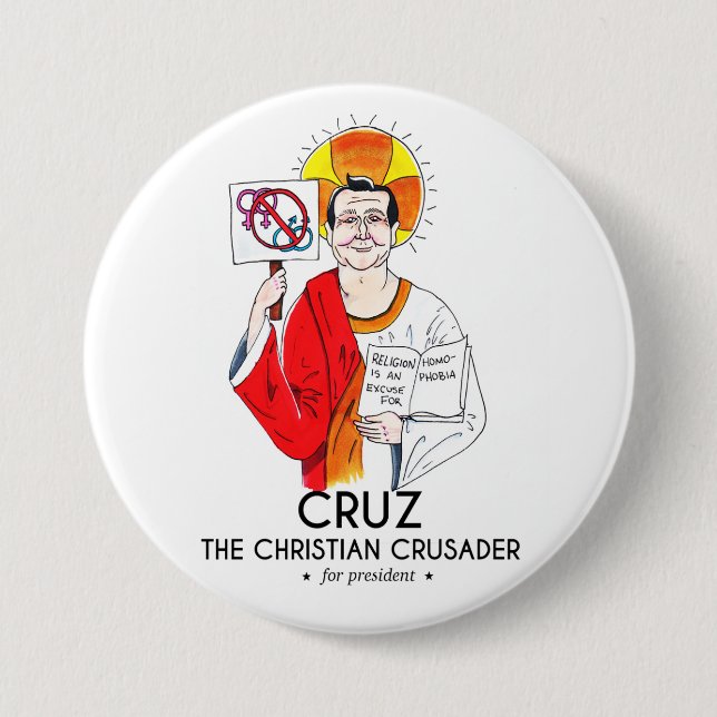 Cruz the Christian Crusader 3 Inch Round Button (Front)